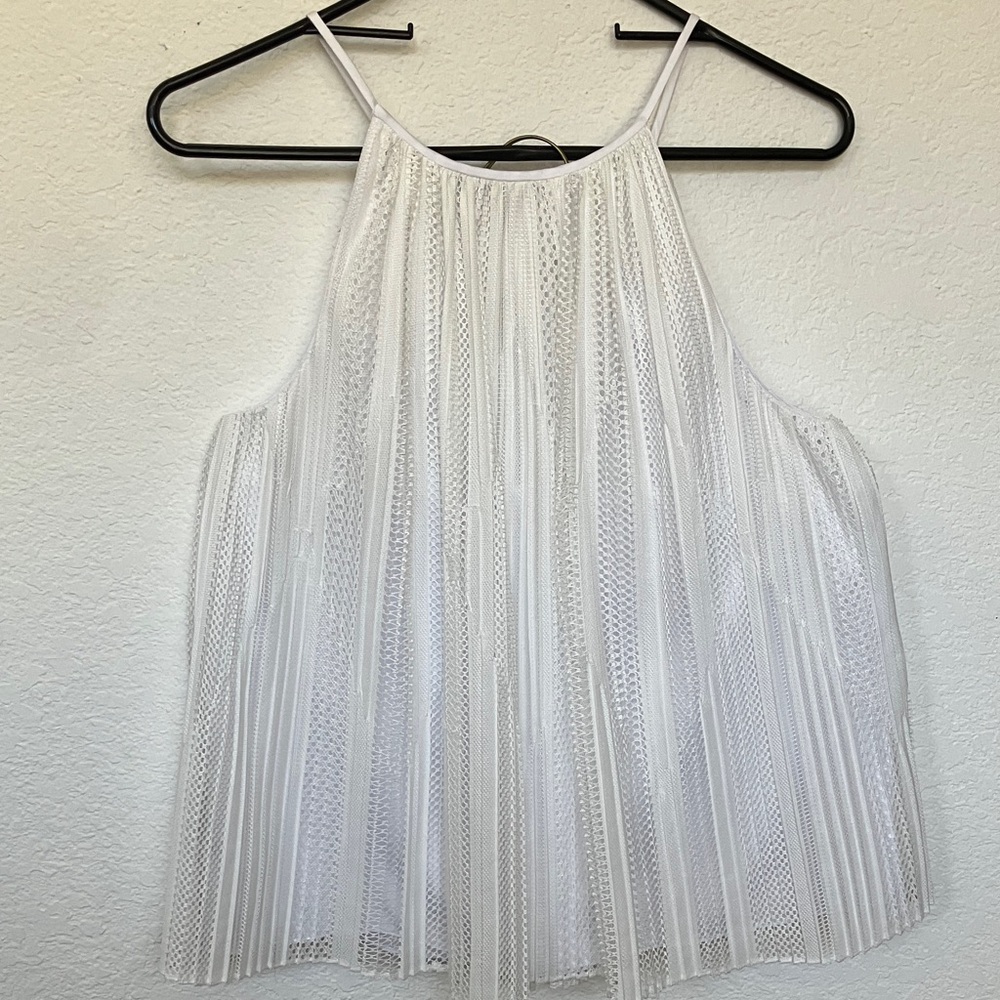 Theory White Pleated Halter Camisole Top